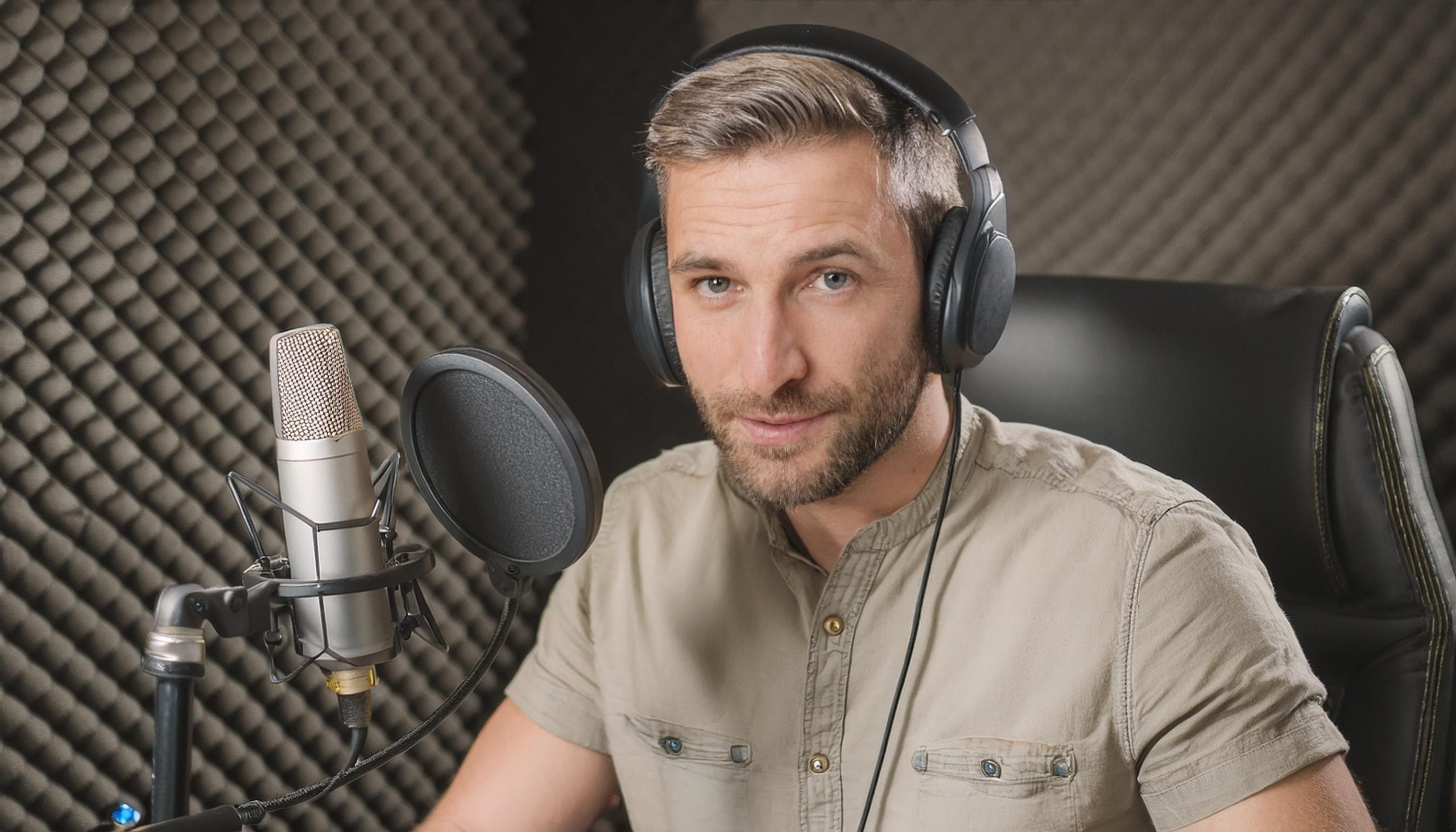 Röstskådespelare i studio.